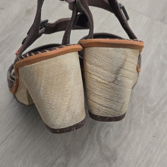 THE ART COMPANY Open Toe Wood Heeled Sandal Brown Leather Women's EU 41 - Picture 10 of 11